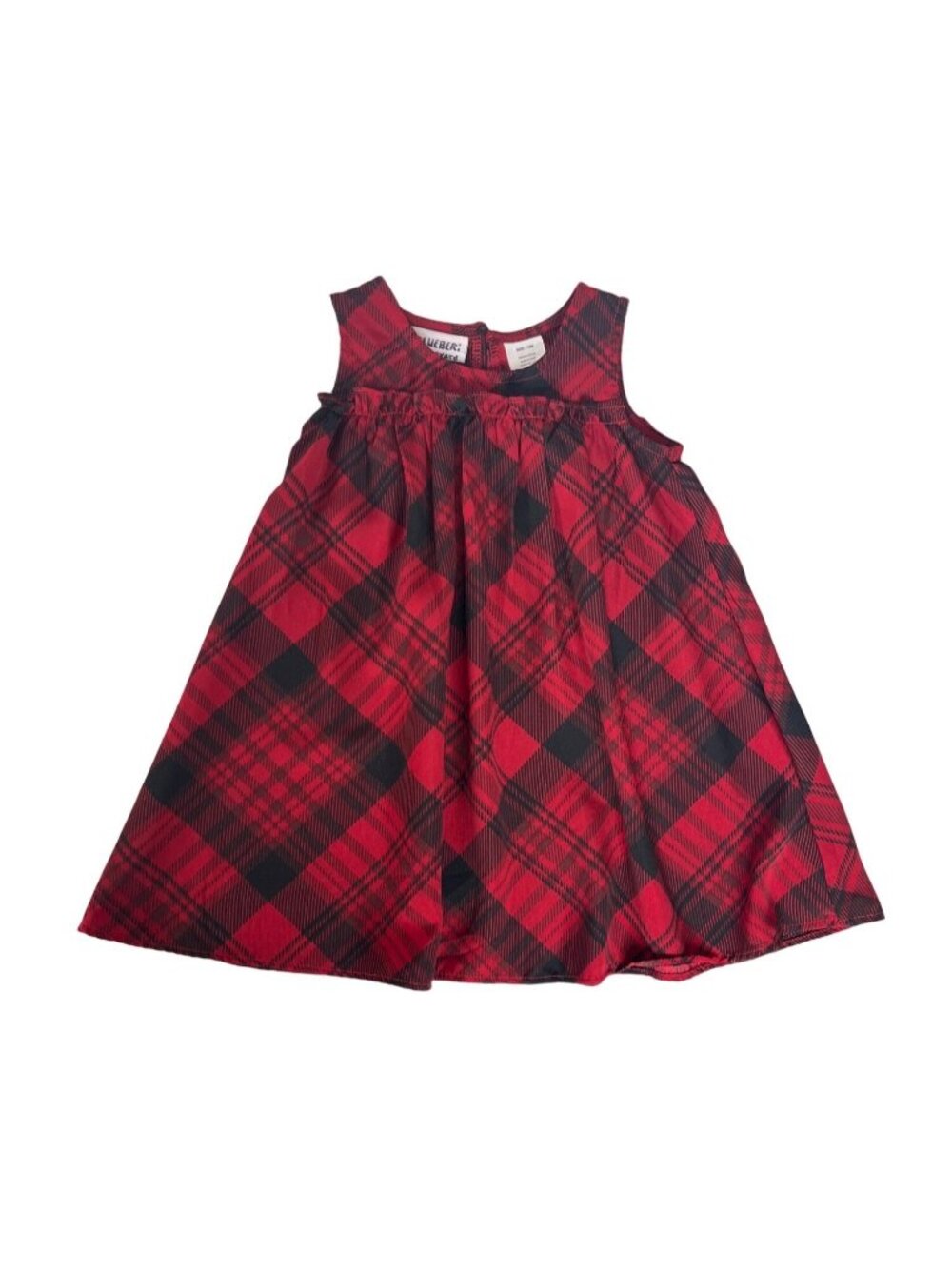 Blueberi Boulevard Baby Dress 18 Months Red Black Plaid Sleeveless Ruffle